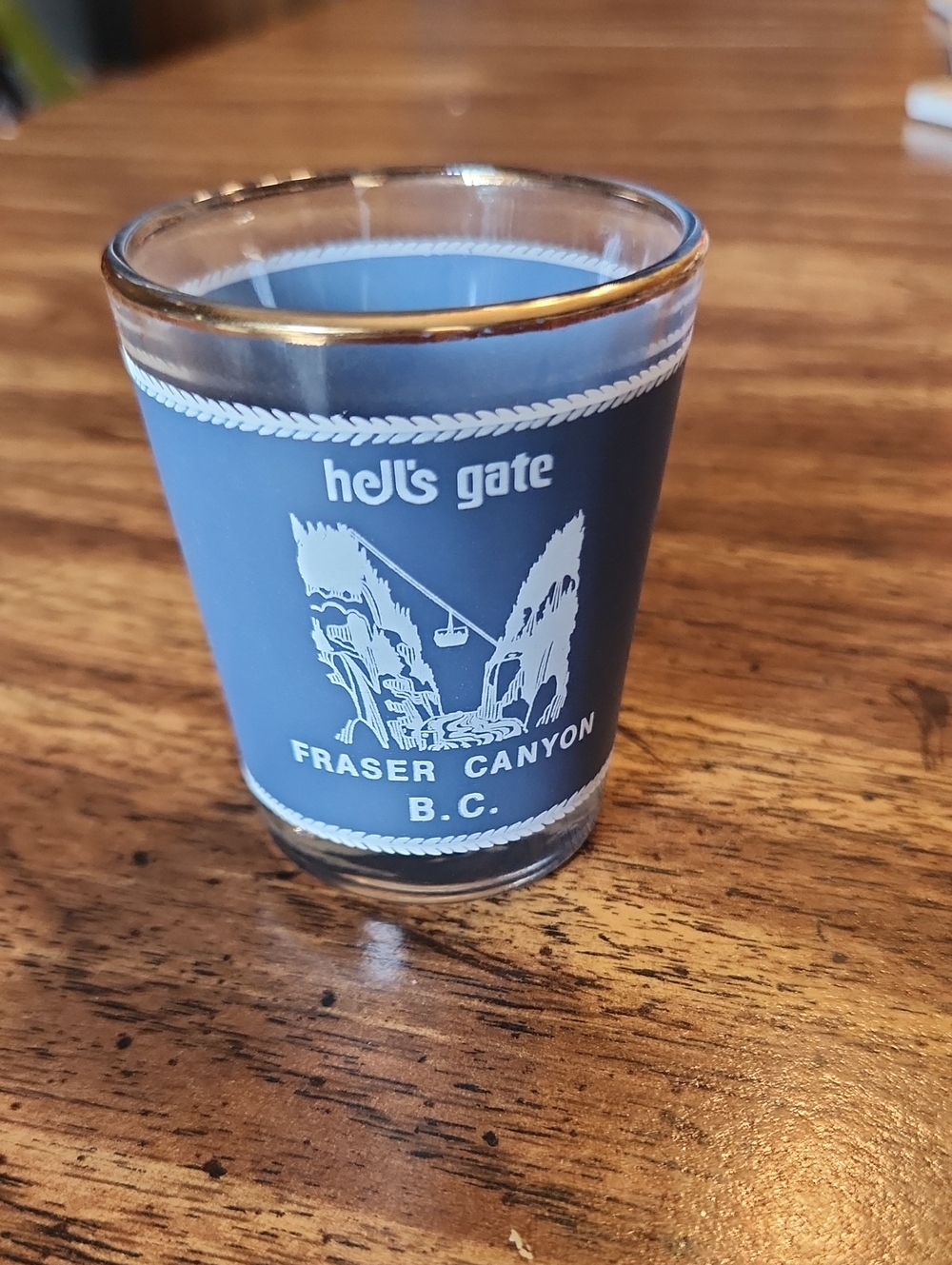 Hell's Gate Fraser Canyon B.C. Blue Souvenir Shot Glass